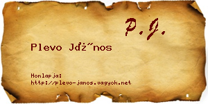 Plevo János névjegykártya